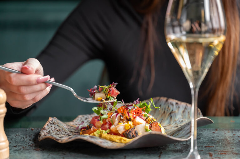 Close up of a person dining